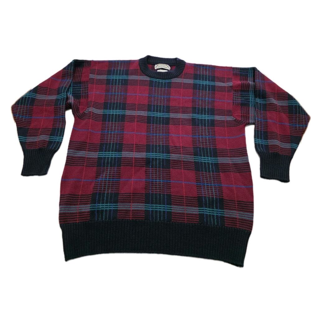 Braemar Vintage Sweater 100% Scottish Lambs Wool Size M Plaid